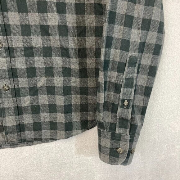 Untuckit Flannel Button Up Shirt Mens Medium Green Plaid Vigouroux Wrinkle Free - Picture 5 of 15